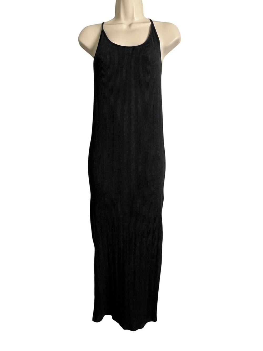 Love By Gap Tank Dress Womens Small Gray Ribbed Knit Scoop Neck Maxi Casual